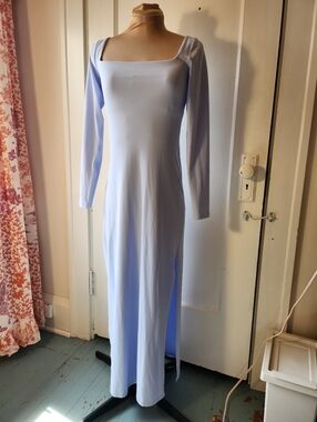 Aerie OFFLINE Real Me XTRA Night Out Maxi Dress Light blue Small Square Neck